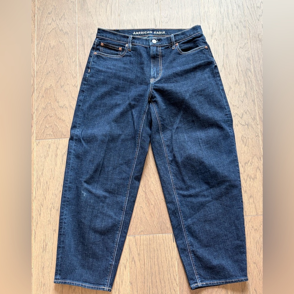 American Eagle Outfitters Dark Blue Women Barrel Jeans